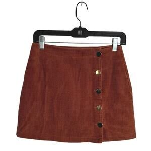 Lulu’s Corduroy Mini Skirt Women Sz XS Brown Autumn Academia Schoolgirl Preppy